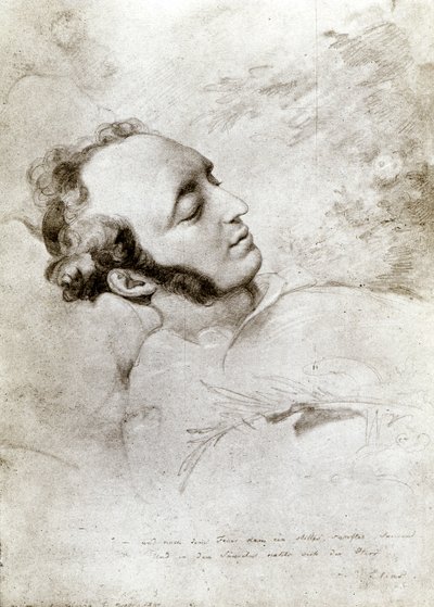 Felix Mendelssohn (1809-47) sul letto di morte, c.1847 da Eduard Bendemann